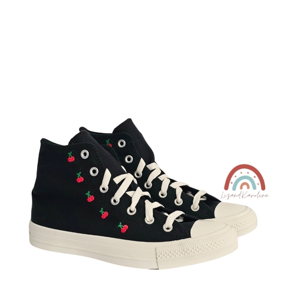 New! Converse Chuck Taylor All Star High Top Sneakers with Cherry Embroidery - Picture 5 of 16